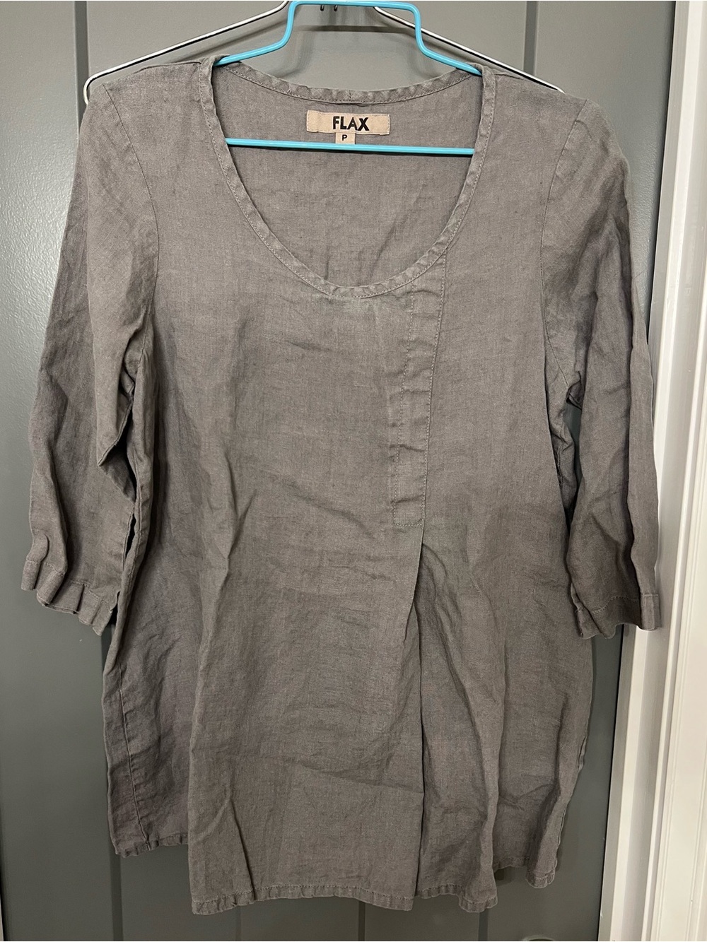 Flax ,sage ,Linen Scoop Neck Tunic size P US (4) minimalist, Lagenlook